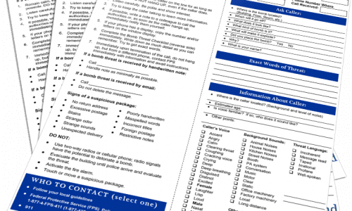 Bomb Threat Checklist and Call Procedures