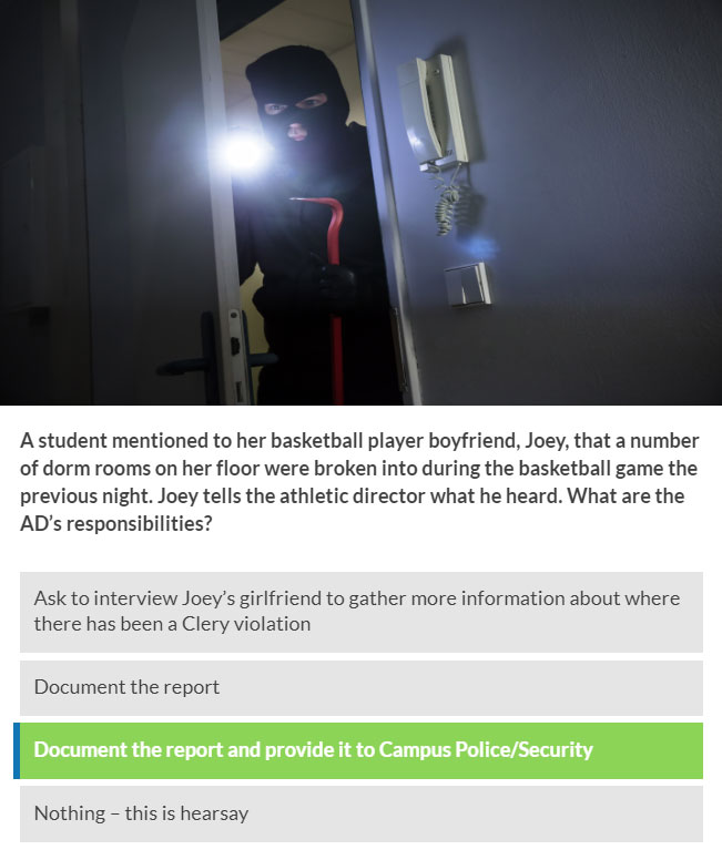 What Would You Do in These Clery Crime Scenarios?, slide 9
