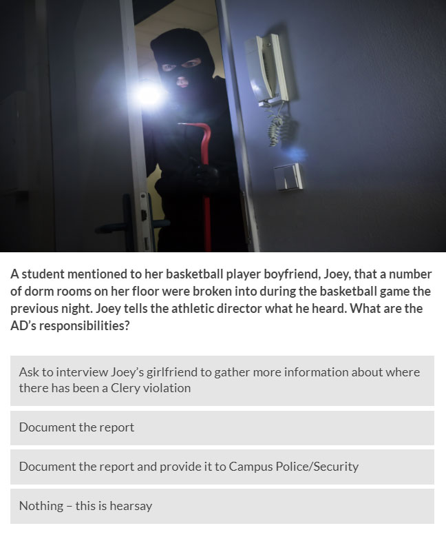 What Would You Do in These Clery Crime Scenarios?, slide 8
