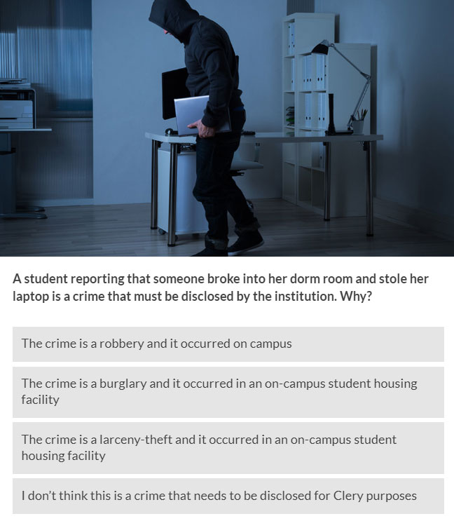 What Would You Do in These Clery Crime Scenarios?, slide 4