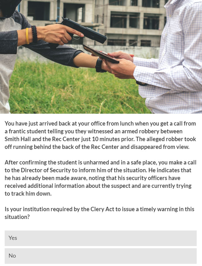 What Would You Do in These Clery Crime Scenarios?, slide 16