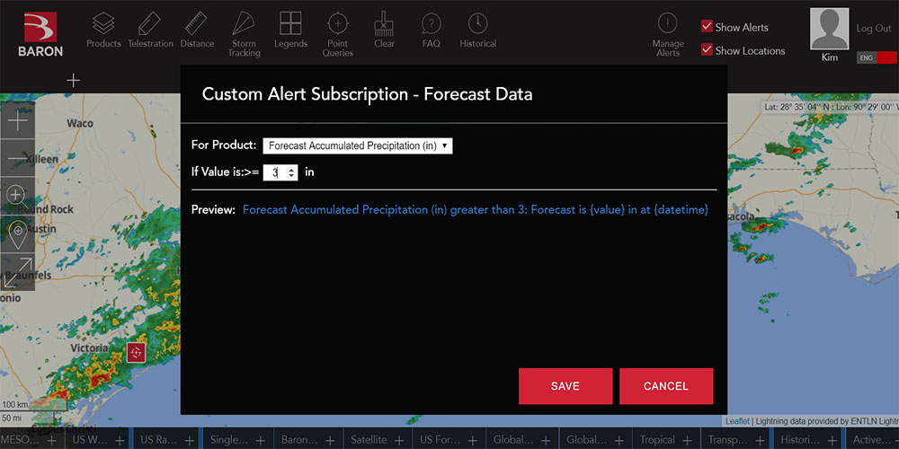 Baron Threat Net Now Offering Customizable Weather Condition Alerts