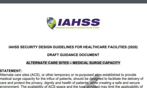 IAHSS Issues Draft Guidance for Alternate Care Site Medical Surge Capacity