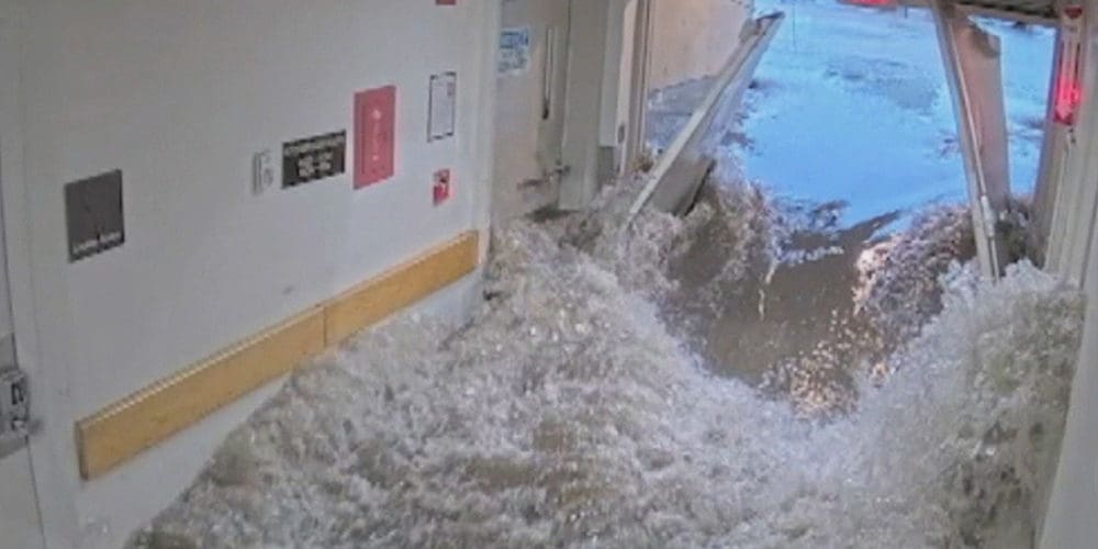 New Video Shows Flood Water Bursting Into Norwood Hospital