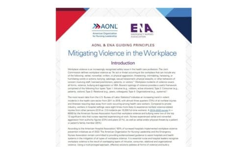 Nursing Groups Update Workplace Violence Mitigation Guiding Principles