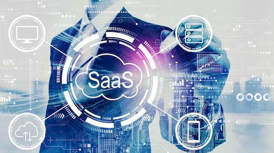 SaaS - software as a service concept with businessman