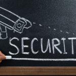 Camera with the word security drawn on a chalkboard